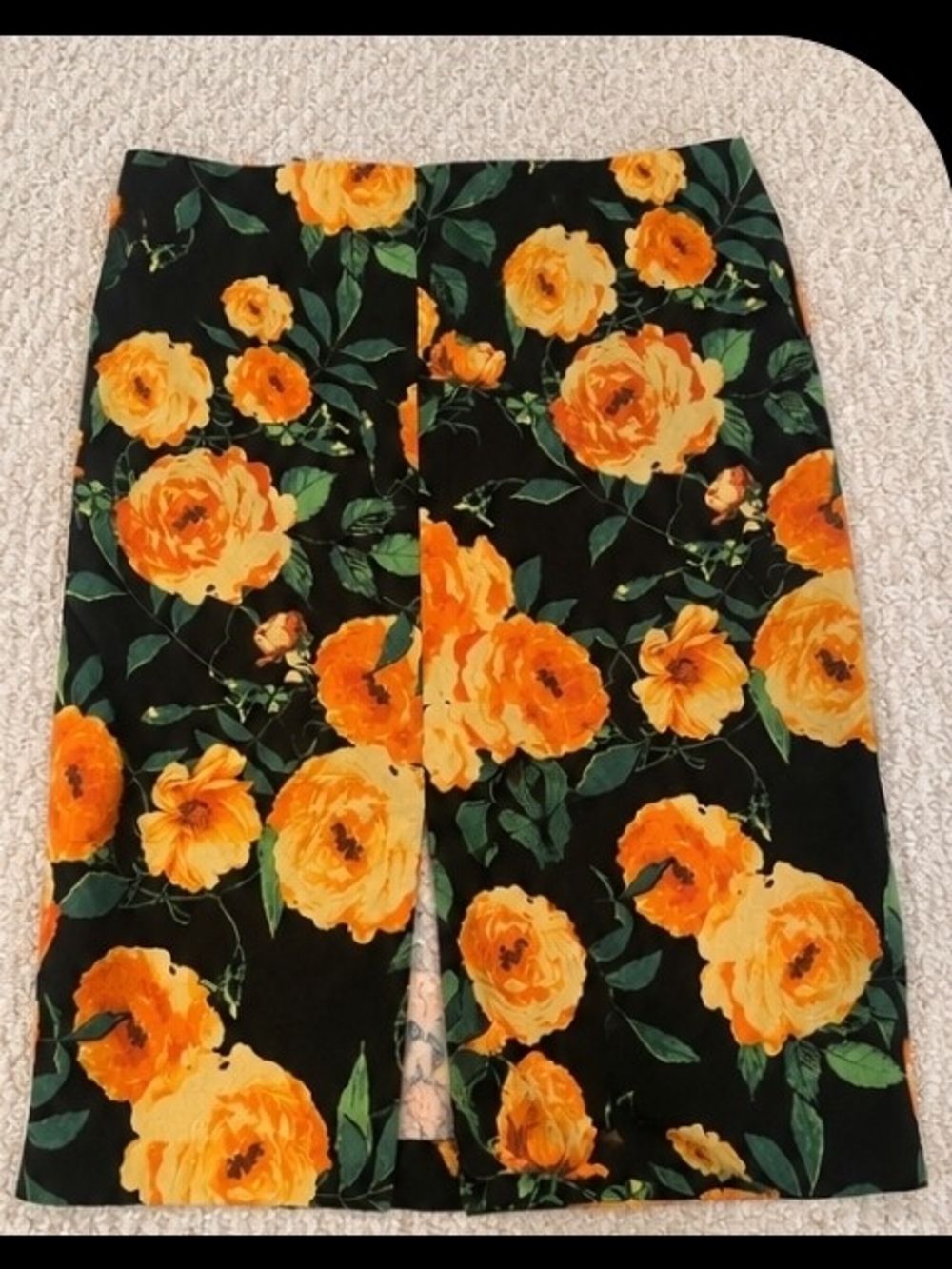 7th Avenue Design Studio Floral Pencil Skirt Women's Size 6 Black Orange Yellow - Picture 3 of 4